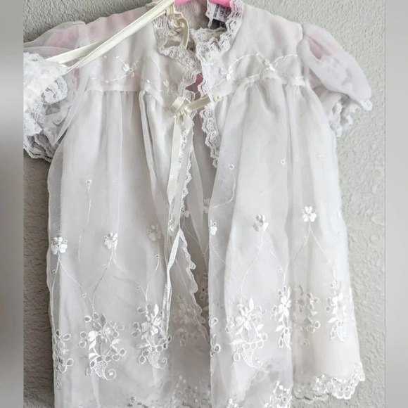 VINTAGE Christening Set- Phyllis Baby Wear 3 Piece set-Bonnet- Baby Dress Large - Picture 5 of 16